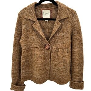 Kenji Women's Wool Blend Chunky Marled Knit Button Cardigan Sweater Y2K Sz‎ L